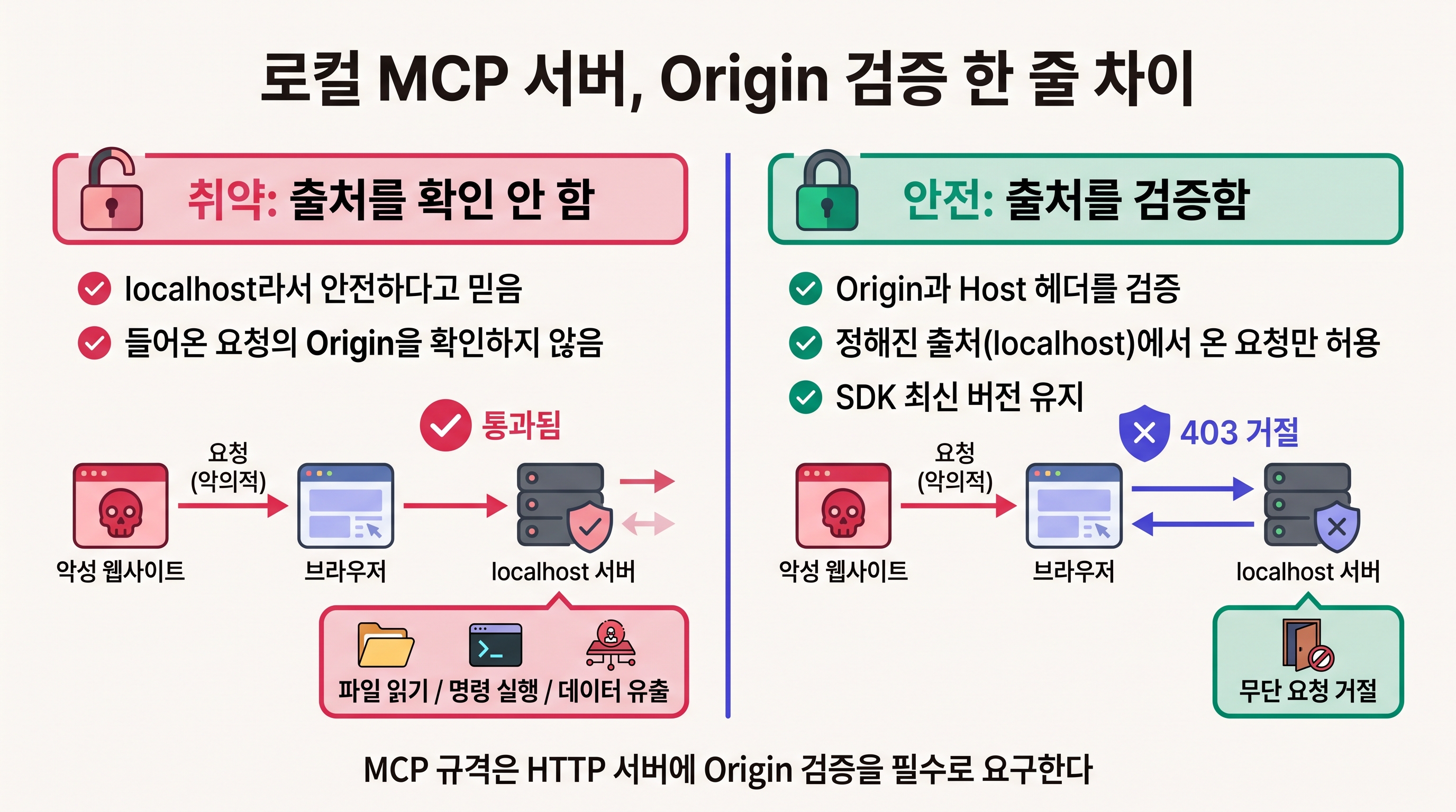 Origin 검증 유무에 따른 로컬 MCP 서버의 안전 차이