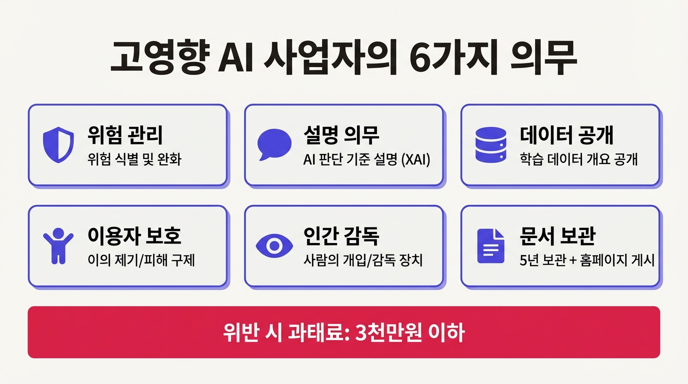 고영향 AI 사업자의 6가지 의무